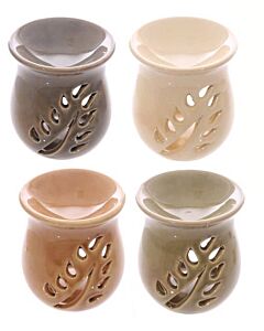 Puckator Simple Leaf Fretwork Design Crackle Glaze Ceramic Oil Burner